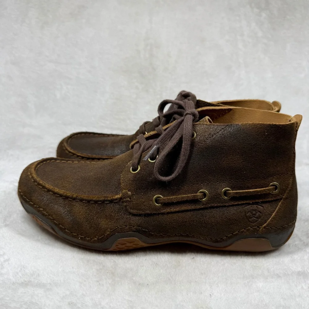 Ariat Spitfire Mens Brown Leather Moc Toe Chukka Boots 4LR Cushioning 8.5D
